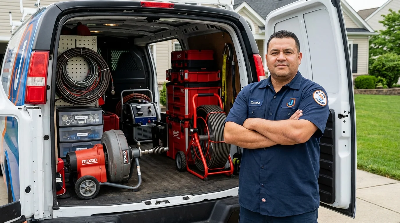 Professional drain cleaning equipment and Johns Plumbing LLC plumber in Barron