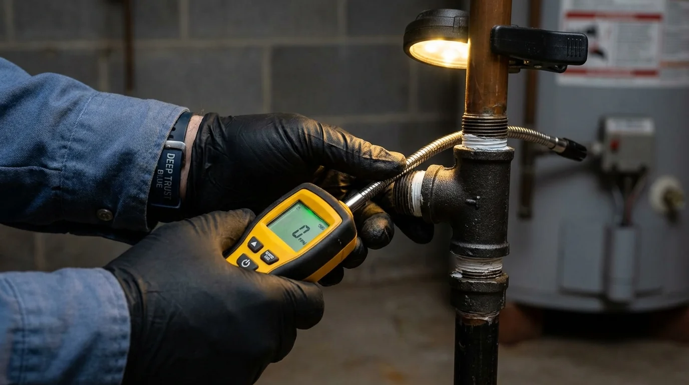 Gas leak detection with electronic sniffer by Johns Plumbing LLC in Barron