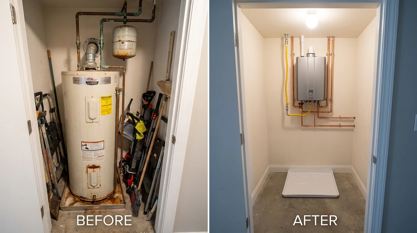 Tank water heater versus wall-mounted tankless unit comparison for Barron, WI homeowners